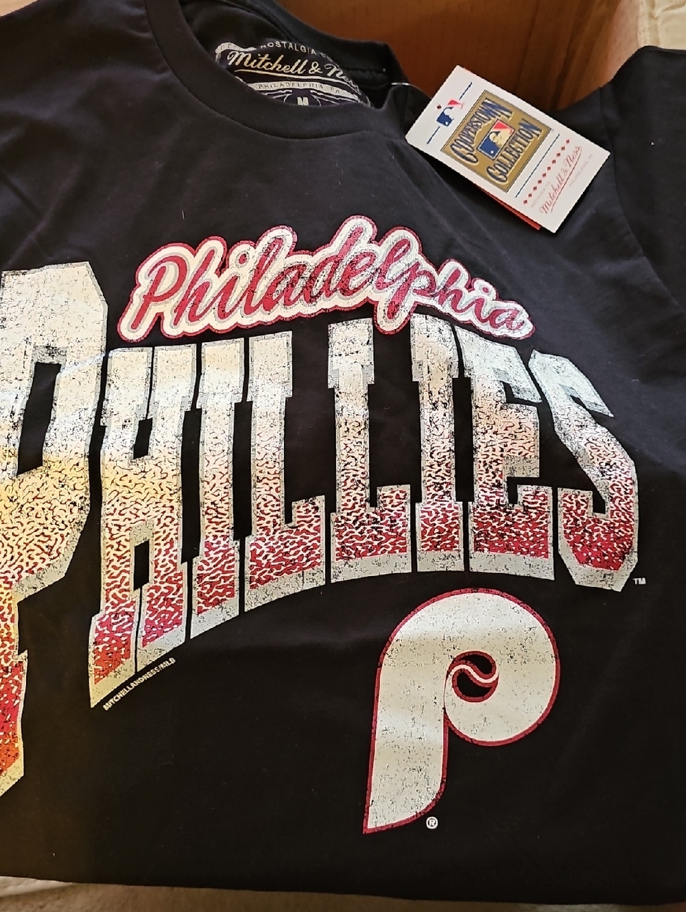 Mitchell & Ness Black Philadelphia Phillies Retro Graphic Tee Medium New